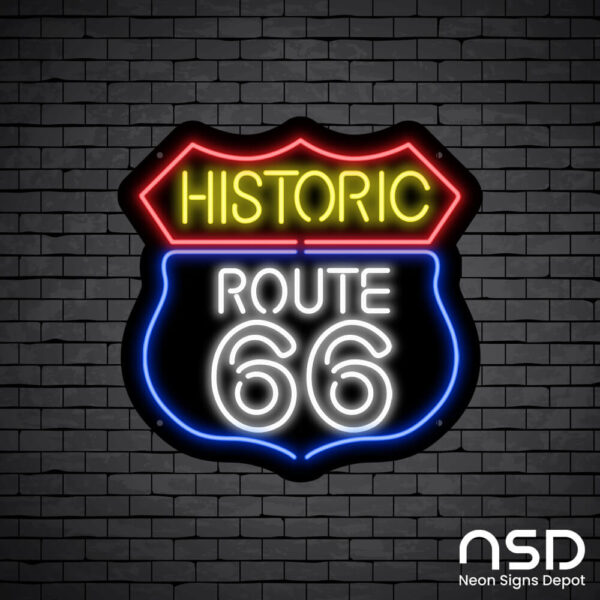 Route 66 Bar Neon Sign_Black Brick_Mockup_Black Route 66 Bar Neon Sign_Black Brick_Mockup_Black