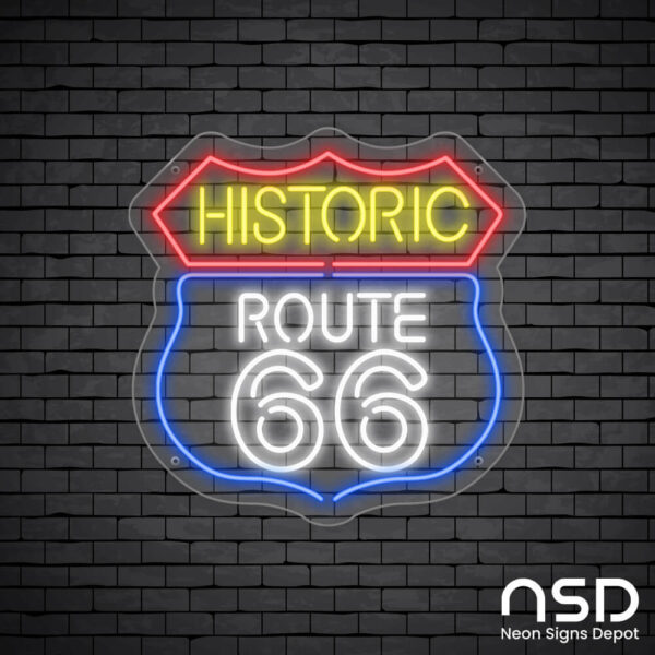 Route 66 Bar Neon Sign_Black Brick_Mockup_Transparent Route 66 Bar Neon Sign_Black Brick_Mockup_Transparent