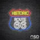 Route 66 Bar Neon Sign_Black Brick_Mockup_Transparent