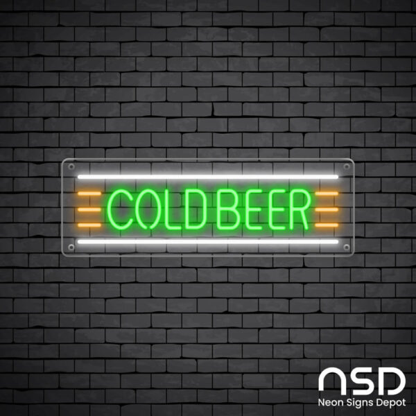Cold Beer Neon Bar Sign_Black Brick_Mockup_Transparent Cold Beer Neon Bar Sign_Black Brick_Mockup_Transparent