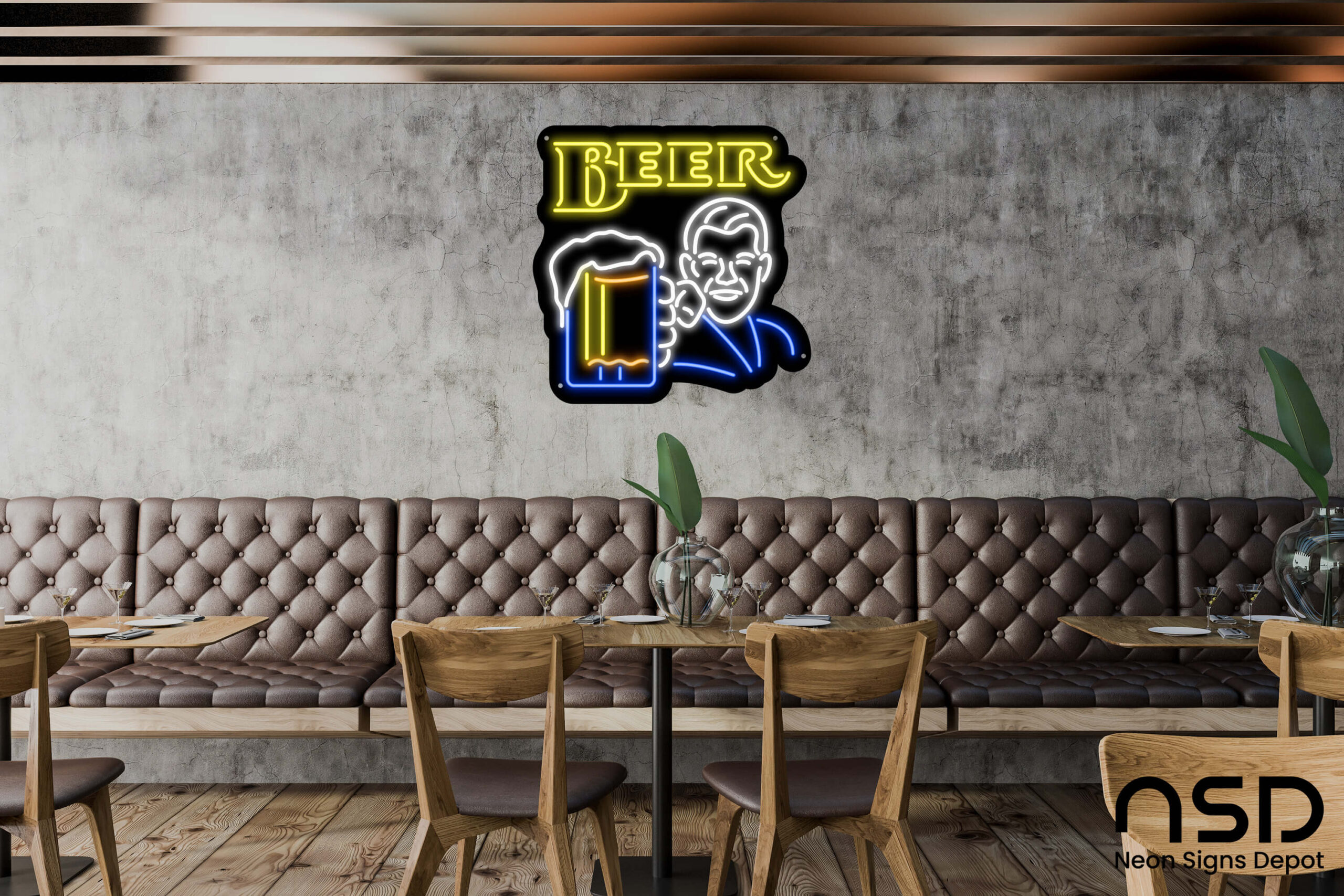 Man Holding Beer Glass neon sign