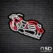 Motorcycle Red White Neon Bar Sign_Black Brick_Mockup_Black