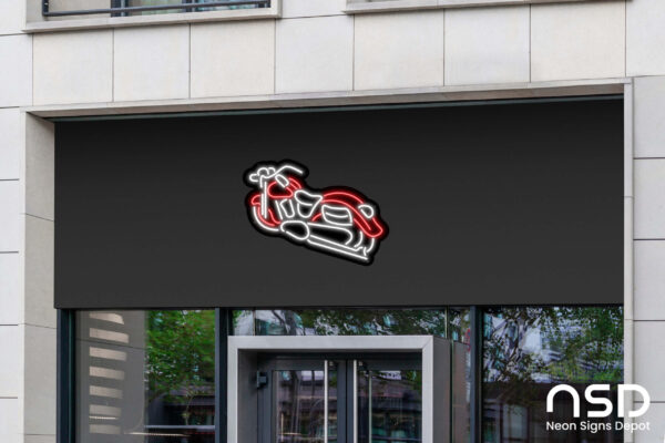 Motorcycle Red White Neon Bar Sign_Black_Mockup_Template02 Motorcycle Red White Neon Bar Sign_Black_Mockup_Template02