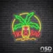 Tiki Bar Mask Neon Bar Sign_Black Brick_Mockup_Transparent