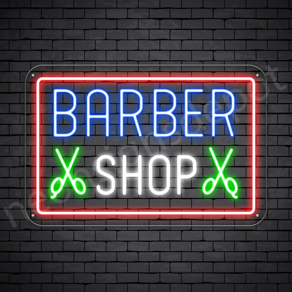 Barber Neon Sign Barbershop Double Scissors Neon Signs Depot