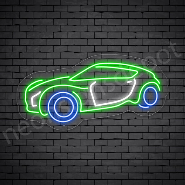 CAR-SIGNS-FANCY-Zero-Emission-Car-15x30-WS-C Car Neon Sign Zero Emission Car Transparent - 24x12