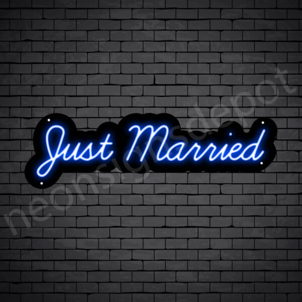 PHRASES NEON SIGN-JUST-MARRIED-9x30-BLUE-WS-B Phrases Neon Sign Just Married