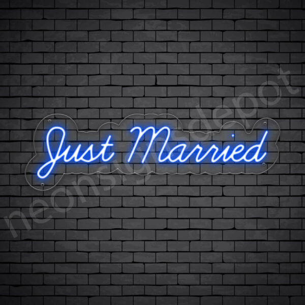 PHRASES-NEON-SIGN-JUST-MARRIED-9x30-BLUE-WS-C Phrases Neon Sign Just Married