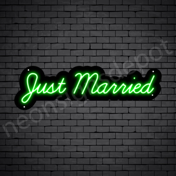 PHRASES NEON SIGN-JUST-MARRIED-9x30-GREEN-WS-B Phrases Neon Sign Just Married