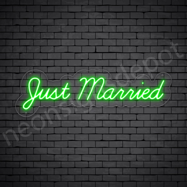 PHRASES NEON SIGN-JUST-MARRIED-9x30-GREEN-WS-C Phrases Neon Sign Just Married