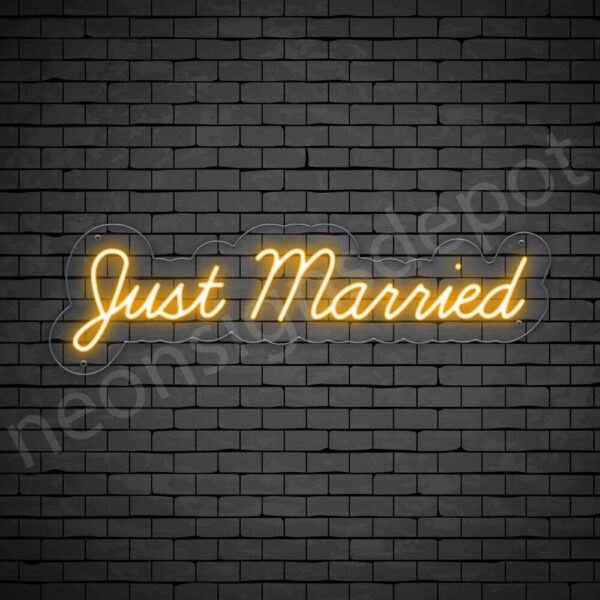 PHRASES NEON SIGN-JUST-MARRIED-9x30-ORANGE-WS-C Phrases Neon Sign Just Married