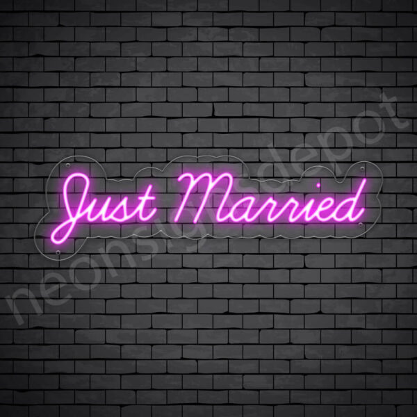 PHRASES NEON SIGN-JUST-MARRIED-9x30-PINK-WS-C Phrases Neon Sign Just Married