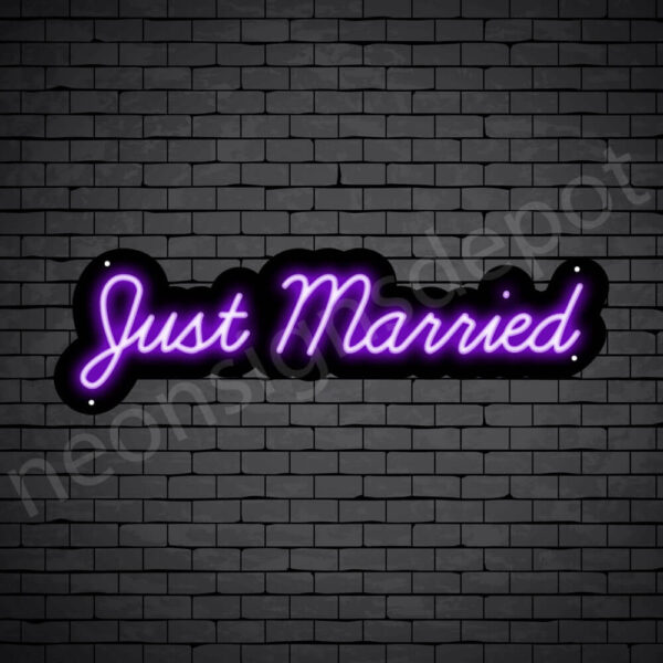 PHRASES NEON SIGN-JUST-MARRIED-9x30-PURPLE-WS-B Phrases Neon Sign Just Married