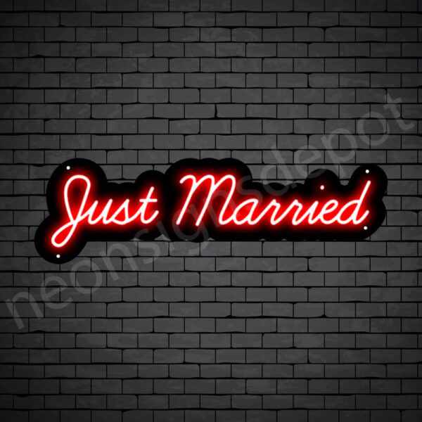 PHRASES NEON SIGN-JUST-MARRIED-9x30-RED-WS-B Phrases Neon Sign Just Married