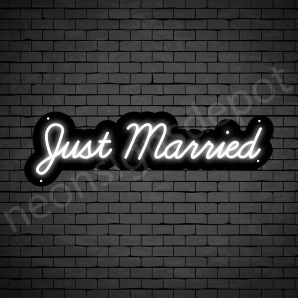 PHRASES NEON SIGN-JUST-MARRIED-9x30-WHITE-WS-B Phrases Neon Sign Just Married