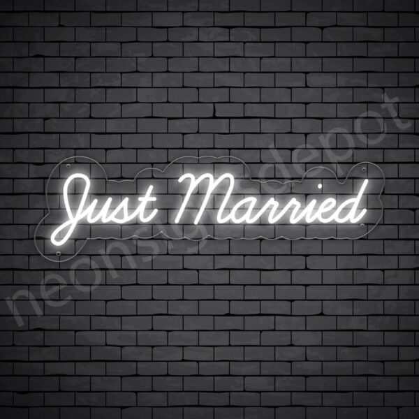 PHRASES NEON SIGN-JUST-MARRIED-9x30-WHITE-WS-C Phrases Neon Sign Just Married