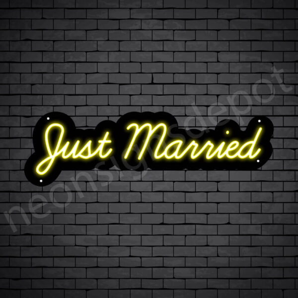 PHRASES NEON SIGN-JUST-MARRIED-9x30-YELLOW-WS-B Phrases Neon Sign Just Married
