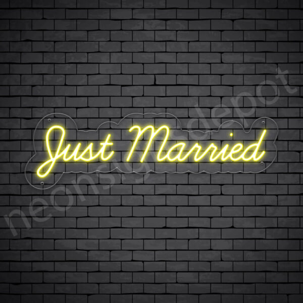 PHRASES NEON SIGN-JUST-MARRIED-9x30-YELLOW-WS-C Phrases Neon Sign Just Married