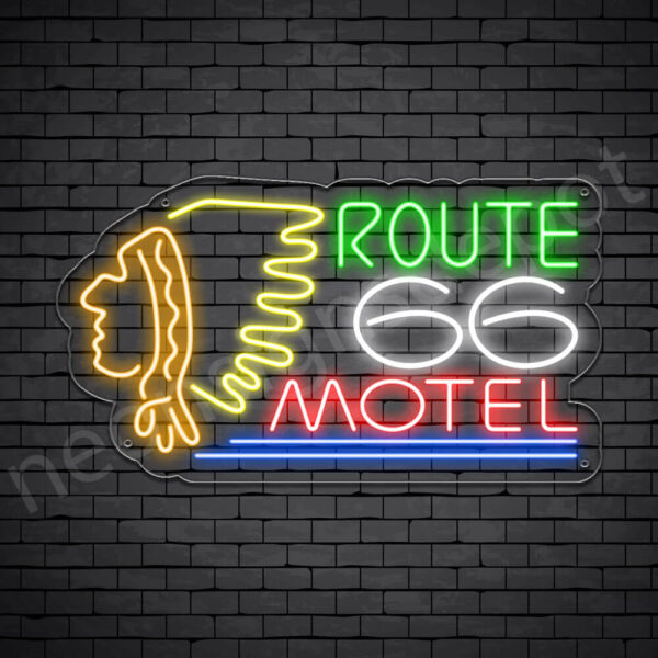 ROUTE-66-NEON-SIGN-18x32--WS- Route 66 Motel Neon Sign - Transparent