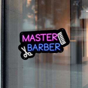 Barber Neon Sign Master Barber Comb & Scissor