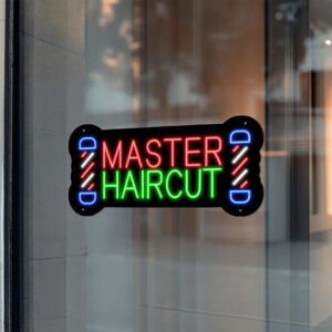 Barber Neon Sign Master Haircut Pole