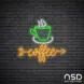 Coffee Neon Sign Coffee Arrow_Black Brick_Mockup_Transparent