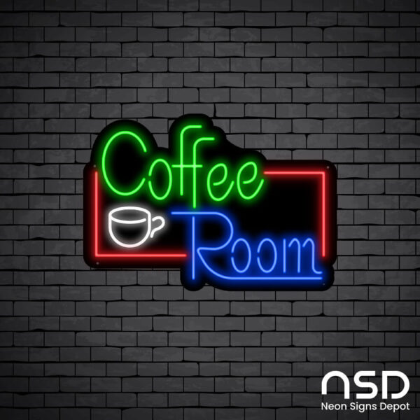 Coffee Neon Sign Coffee Room_Black Brick_Mockup_Black Coffee Neon Sign Coffee Room_Black Brick_Mockup_Black
