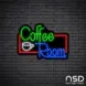 Coffee Neon Sign Coffee Room_Black Brick_Mockup_Black