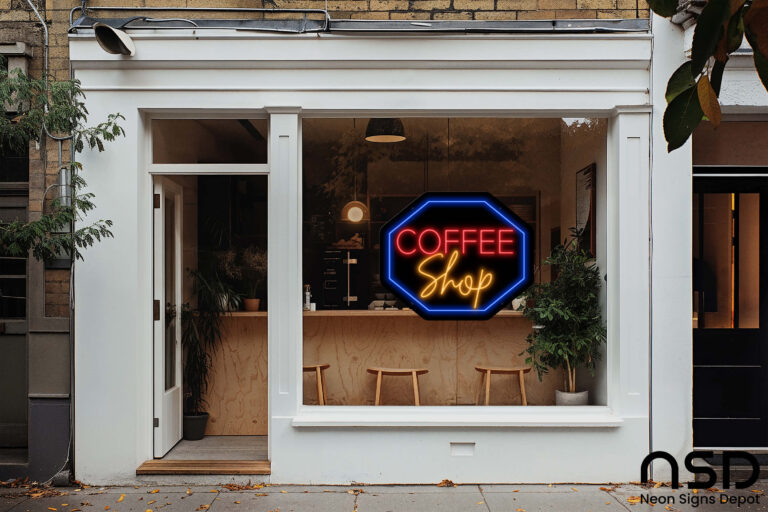 Coffee Neon Sign Coffee Shop Hexagon neon sign