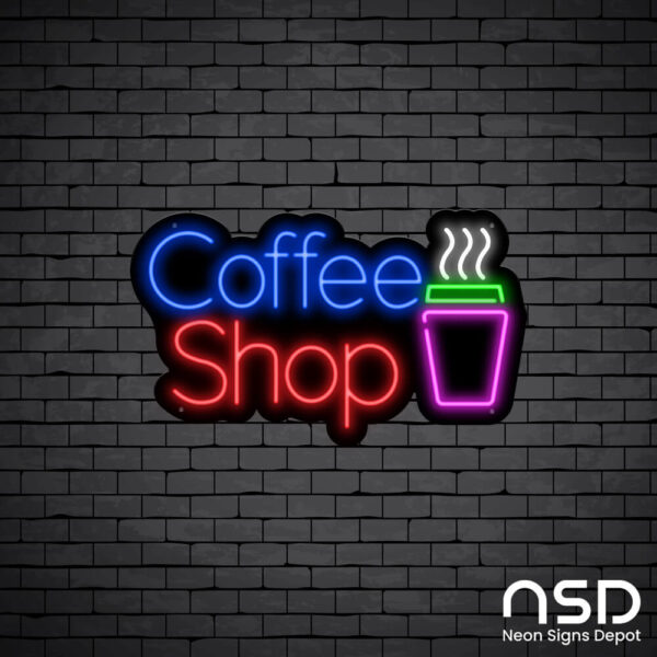 Coffee Neon Sign Coffee Shop_Black Brick_Mockup_Black Coffee Neon Sign Coffee Shop_Black Brick_Mockup_Black