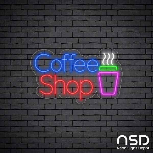 Coffee Neon Sign Coffee Shop_Black Brick_Mockup_Transparent Coffee Neon Sign Coffee Shop_Black Brick_Mockup_Transparent