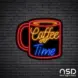 Coffee Neon Sign Coffee Time Mug_Black Brick_Mockup_Black