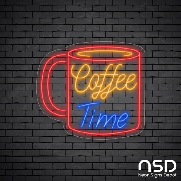 Coffee Neon Sign Coffee Time Mug_Black Brick_Mockup_Transparent Coffee Neon Sign Coffee Time Mug_Black Brick_Mockup_Transparent