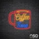 Coffee Neon Sign Coffee Time Mug_Black Brick_Mockup_Transparent
