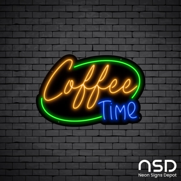 Coffee Neon Sign Coffee Time_Black Brick_Mockup_Black Coffee Neon Sign Coffee Time_Black Brick_Mockup_Black