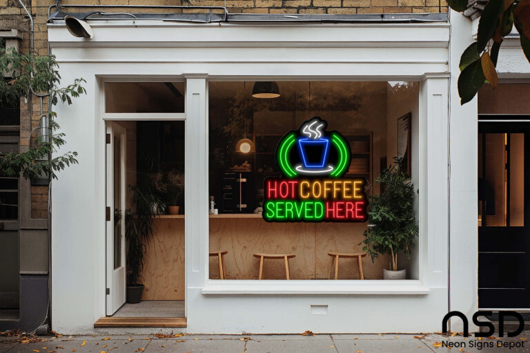 Coffee Neon Sign Hot Coffee Served Here