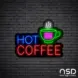 Coffee Neon Sign Hot Coffee_Black Brick_Mockup_Black