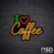 Coffee Neon Sign I Love Coffee_Black Brick_Mockup_Black