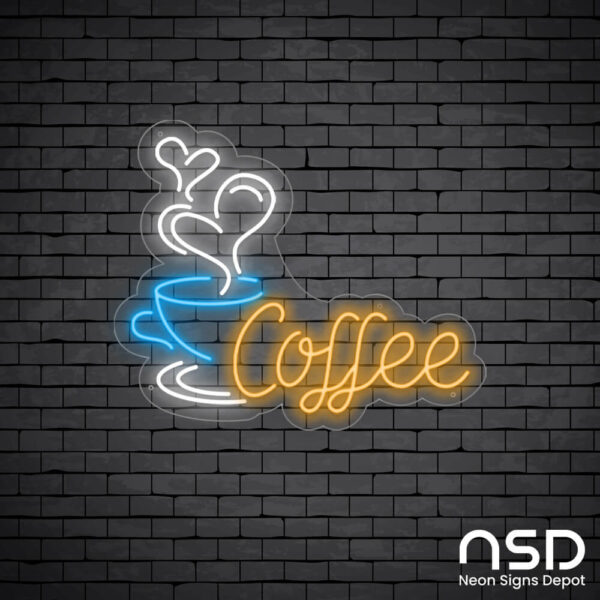 Coffee Neon Sign Sweet Coffee_Black Brick_Mockup_Transparent Coffee Neon Sign Sweet Coffee_Black Brick_Mockup_Transparent