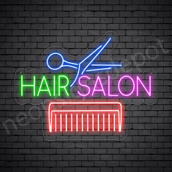 Hair Salon Neon Sign Comb & Scissor Hair Salon - Neon Signs Depot