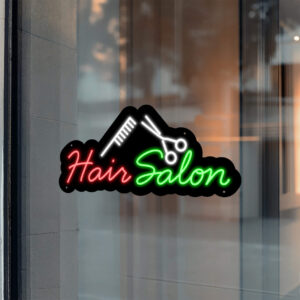 Hair Salon Neon Sign Hair Salon Comb & Scissor