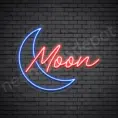 Blue Moon Neon Sign - transparent