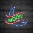 Crescent Moon Neon Sign - transparent