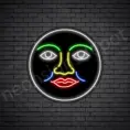 Face Full Moon Neon Sign