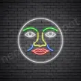 Face Full Moon Neon Sign - transparent