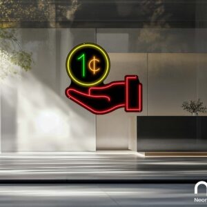 Hand One Cent Neon Sign