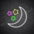 Star Moon Neon Sign - transparent