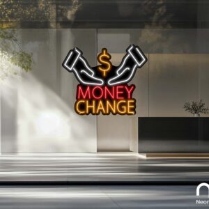 Two Hands Money Change Neon Sign