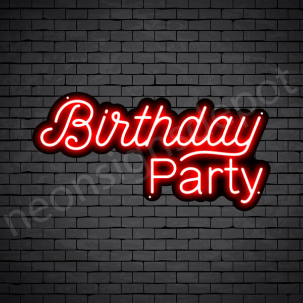 Birthday-Party-Neon-Sign-12x24-WS-B-RED Red Birthday Party Neon Sign