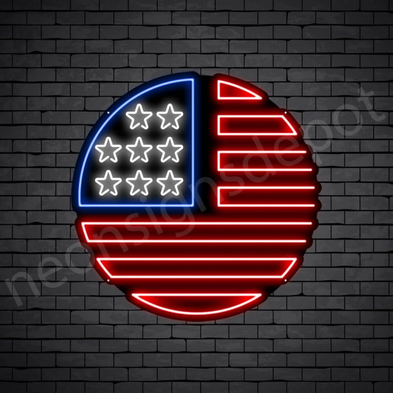 Circle American Flag Neon Sign 30x30 inches